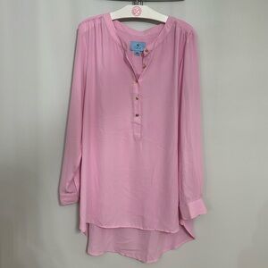 CeCe Pink Chiffon Button Blouse